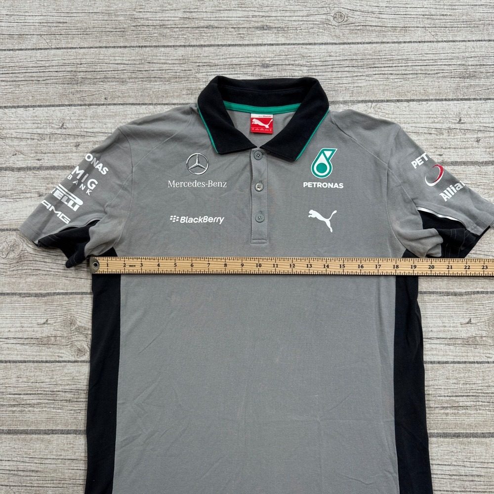 Puma Polo Shirt Men's Medium Gray Team Mercedes-Benz Petronas F1 Racing Apparel - Picture 3 of 10